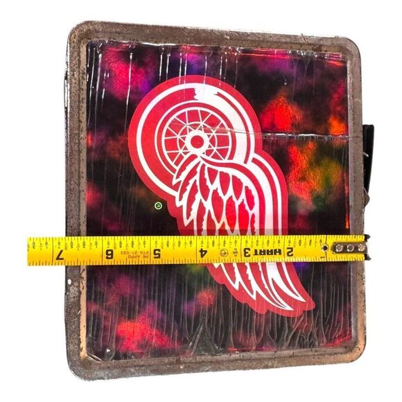 Vintage Detroit Red Wings NHL Metal Lunchbox Handle Distressed Collectible READ - Picture 3 of 16